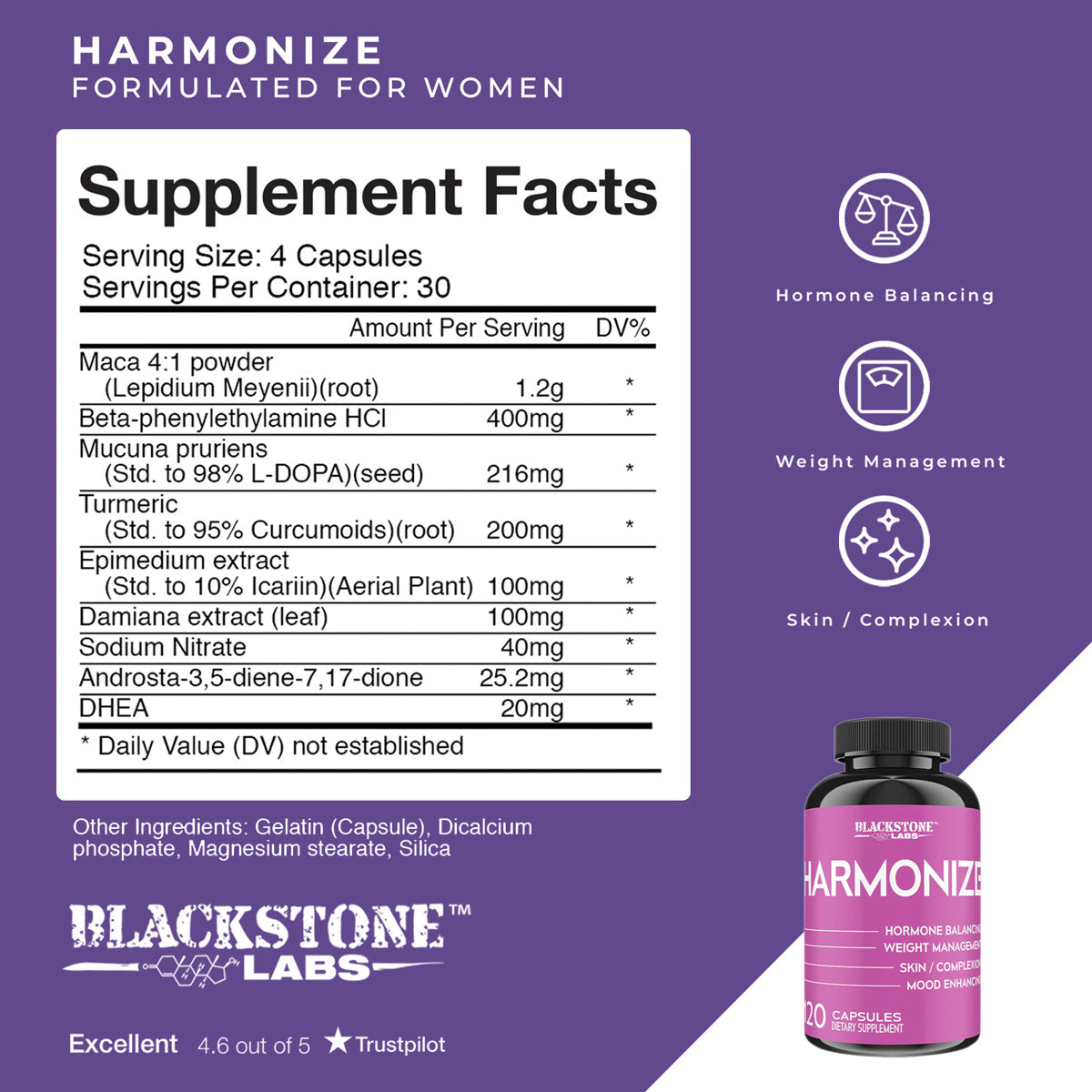 Harmonize | Blackstone Labs | Supplement Facts Panel