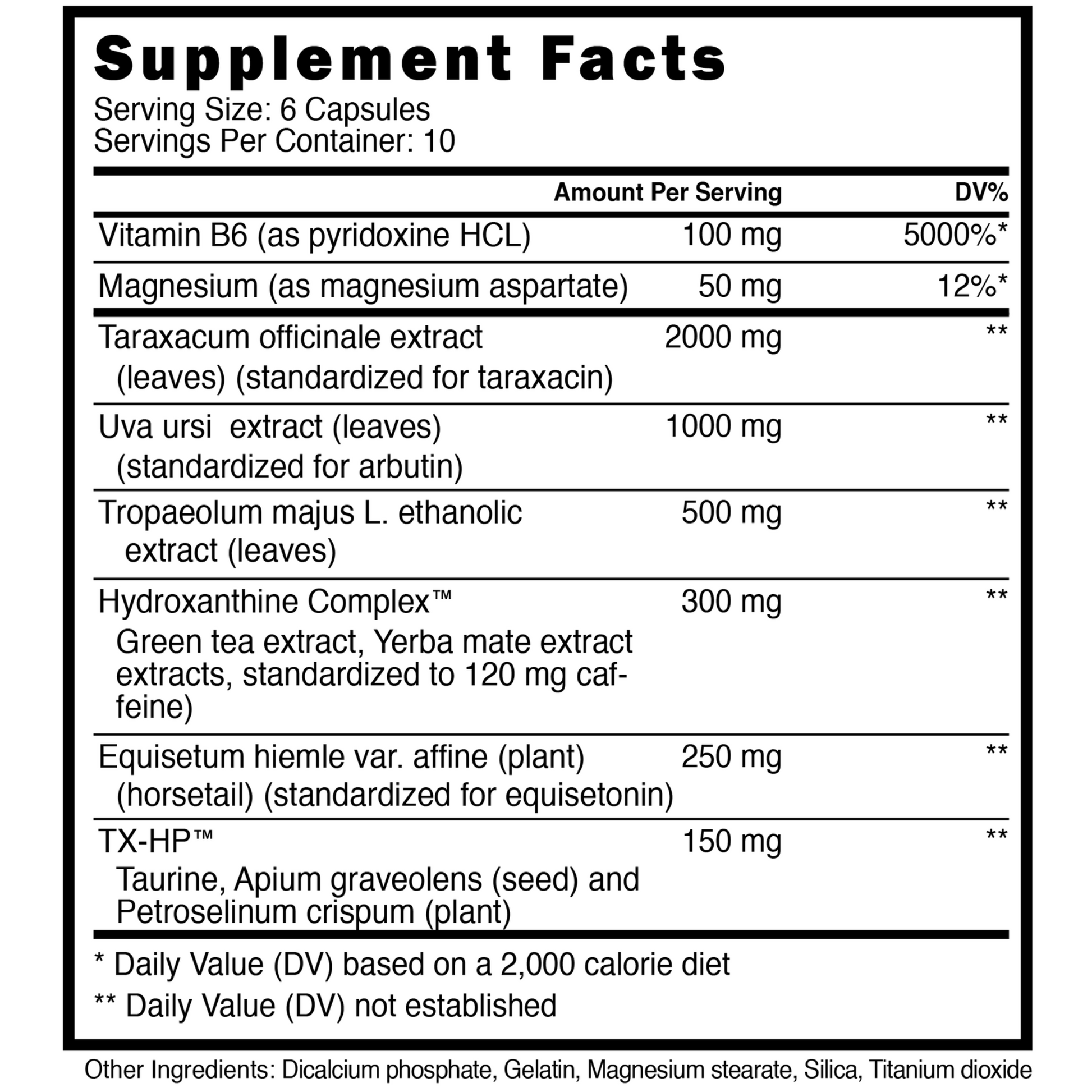 Blackstone Labs Evaporate Supplement Facts Panel