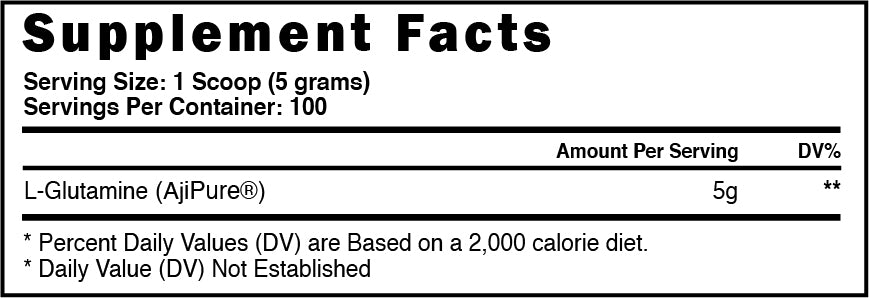 Blackstone Labs Glutamine | Supplement Facts Panel | Please See Ingredient Tab For More Information