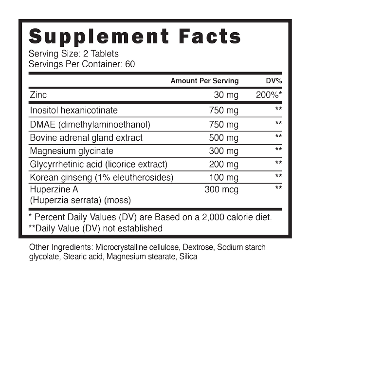 Blackstone Labs | Adrenal Care | Supplement Facts Panel | See Ingredient Tab for List of Ingredients