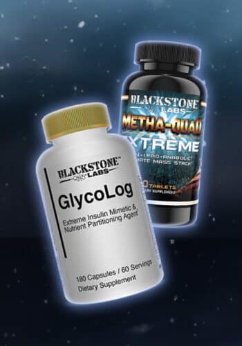 Hardcore Anabolic Pre-Workout Stack, featuring Glycolog and Metha-Quad Extreme