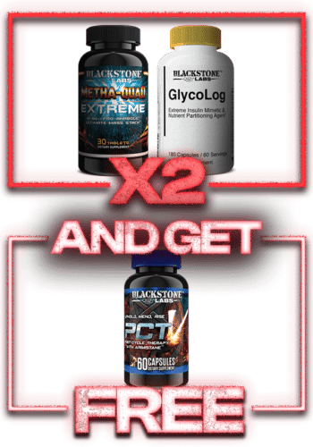Hardcore Anabolic Pre-Workout Stack - 60 Day Cycle | Contains 2x Each of Metha-Quad Extreme and Glycolog | Order and Get Free PCT V
