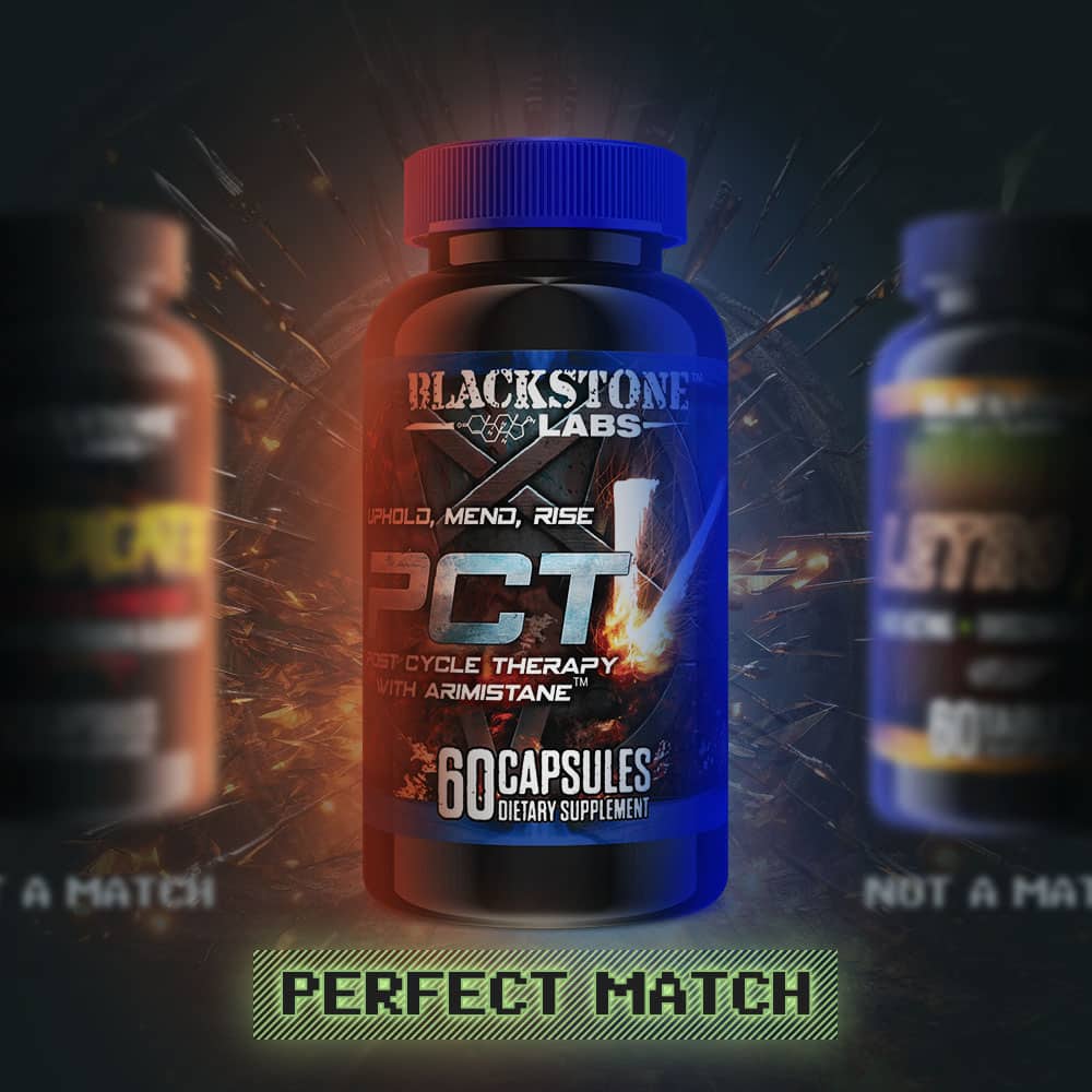 Stack builder picking the best supplement for your goals, showing a bottle of PCT being a perfect match.