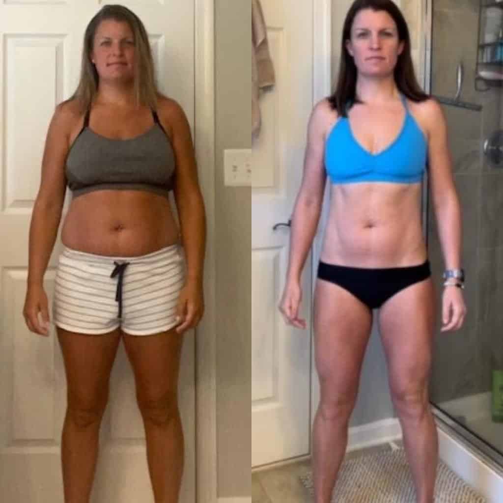 Before and After photo of fitness progress of a person using Glycolog